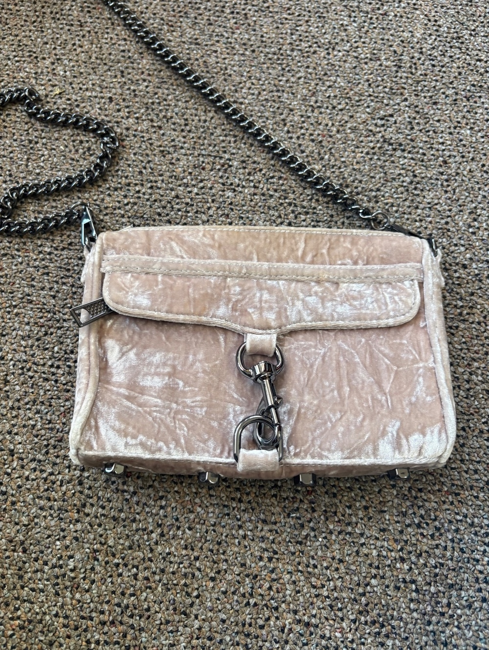 Rebecca Minkoff blush velvet crossbody bag